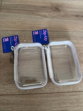 Pair of viral mini clear case zip up with attached keychain from target
